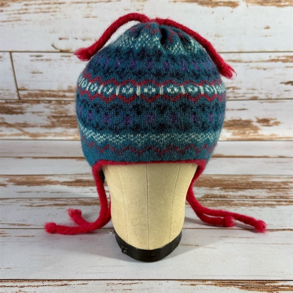 Unisex Top Notch Knits Wool Fair Isle Ear Flap Winter Hat Made in USA